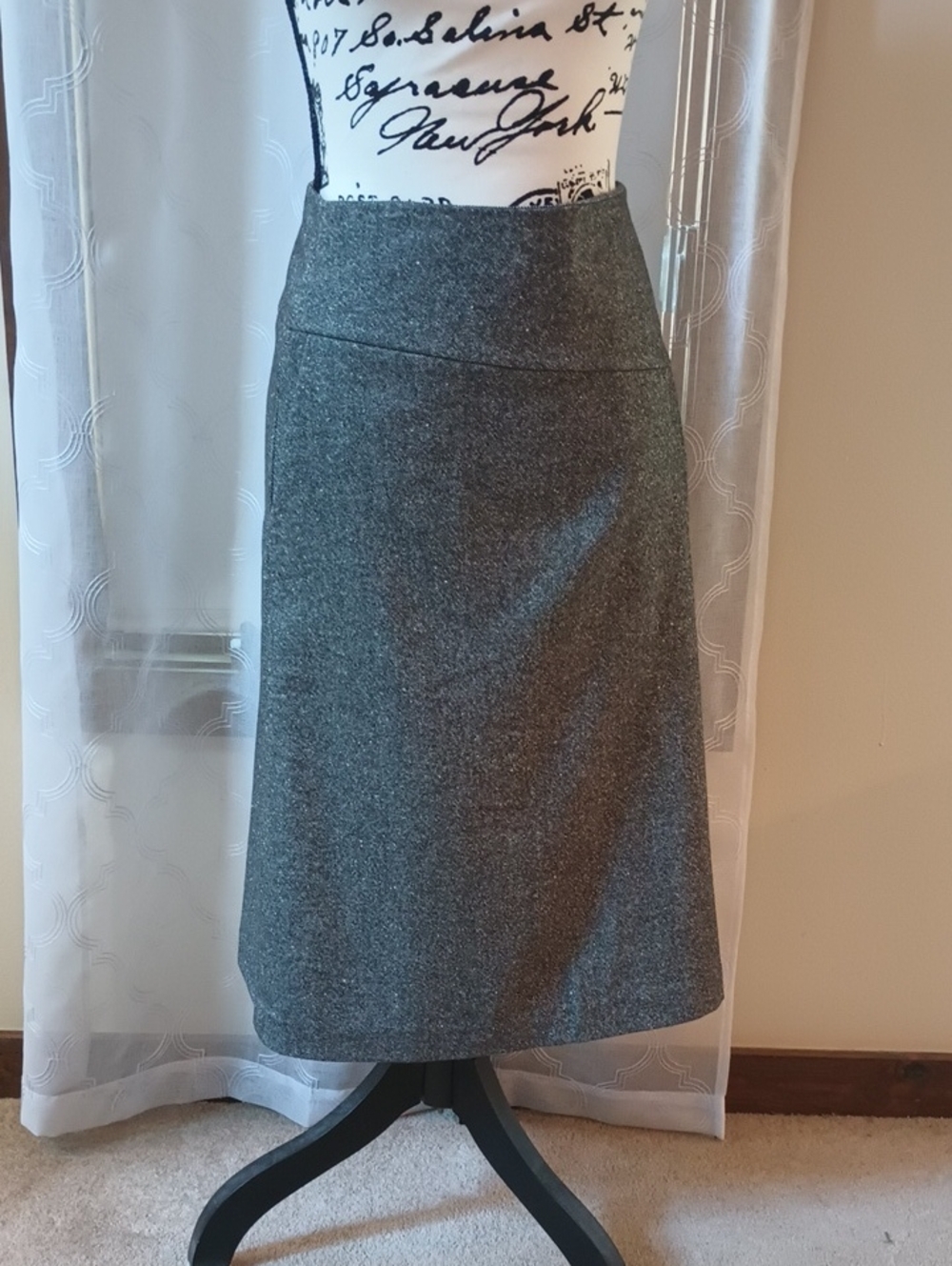 Talbots Gray Tweed Midi A-Line Skirt